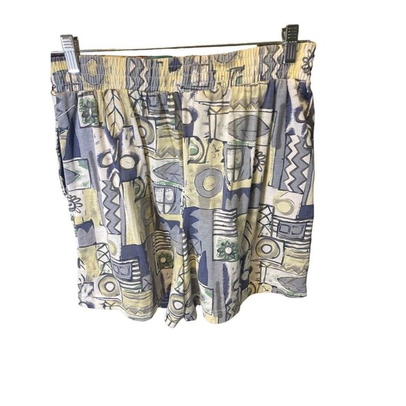 Shenanigans Blue Patterned Elastic Waist Pull On Shorts SZ Petite Medium - Picture 2 of 7